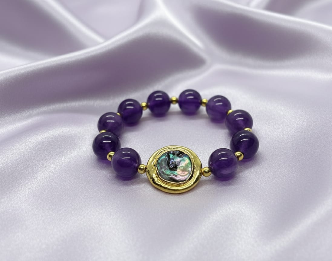 Amethyst & Abalone Harmony Bracelet ✨