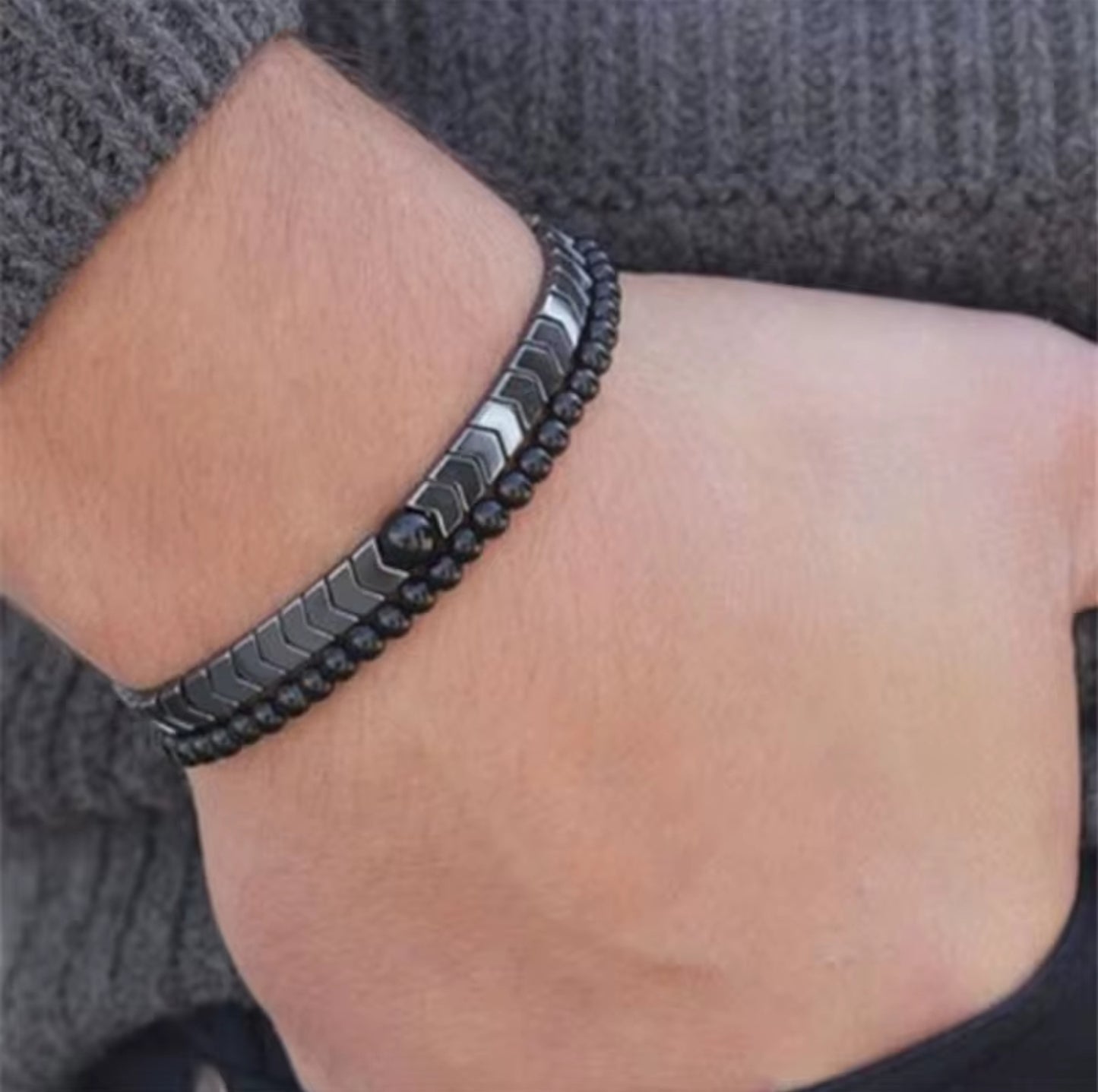 🖤✨ Black Hematite Bracelet – Power & Sophistication for Modern Men ✨🖤