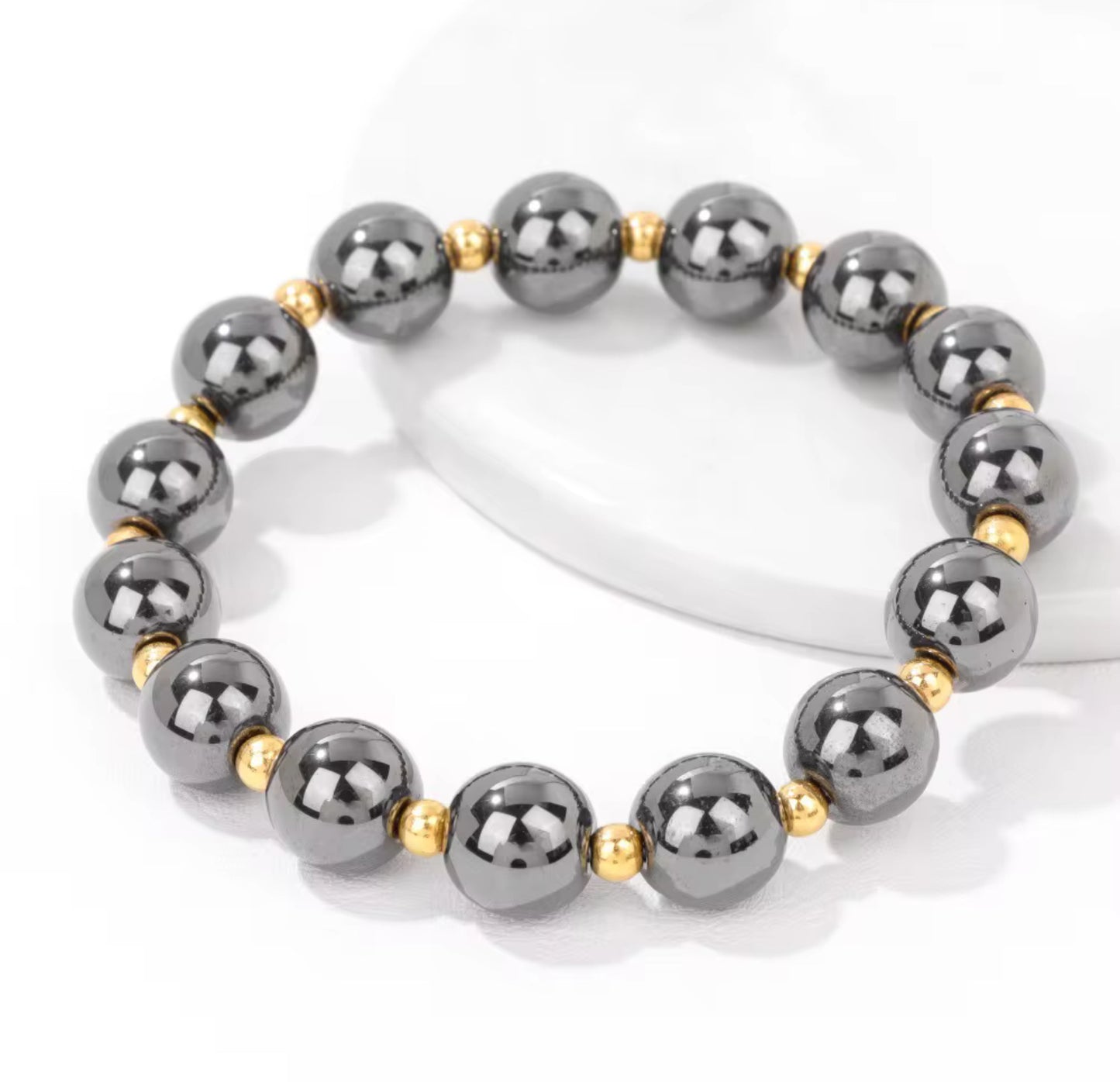 ✨🖤 Hematite & Gold Men’s Bracelet – Strength & Balance 🖤✨