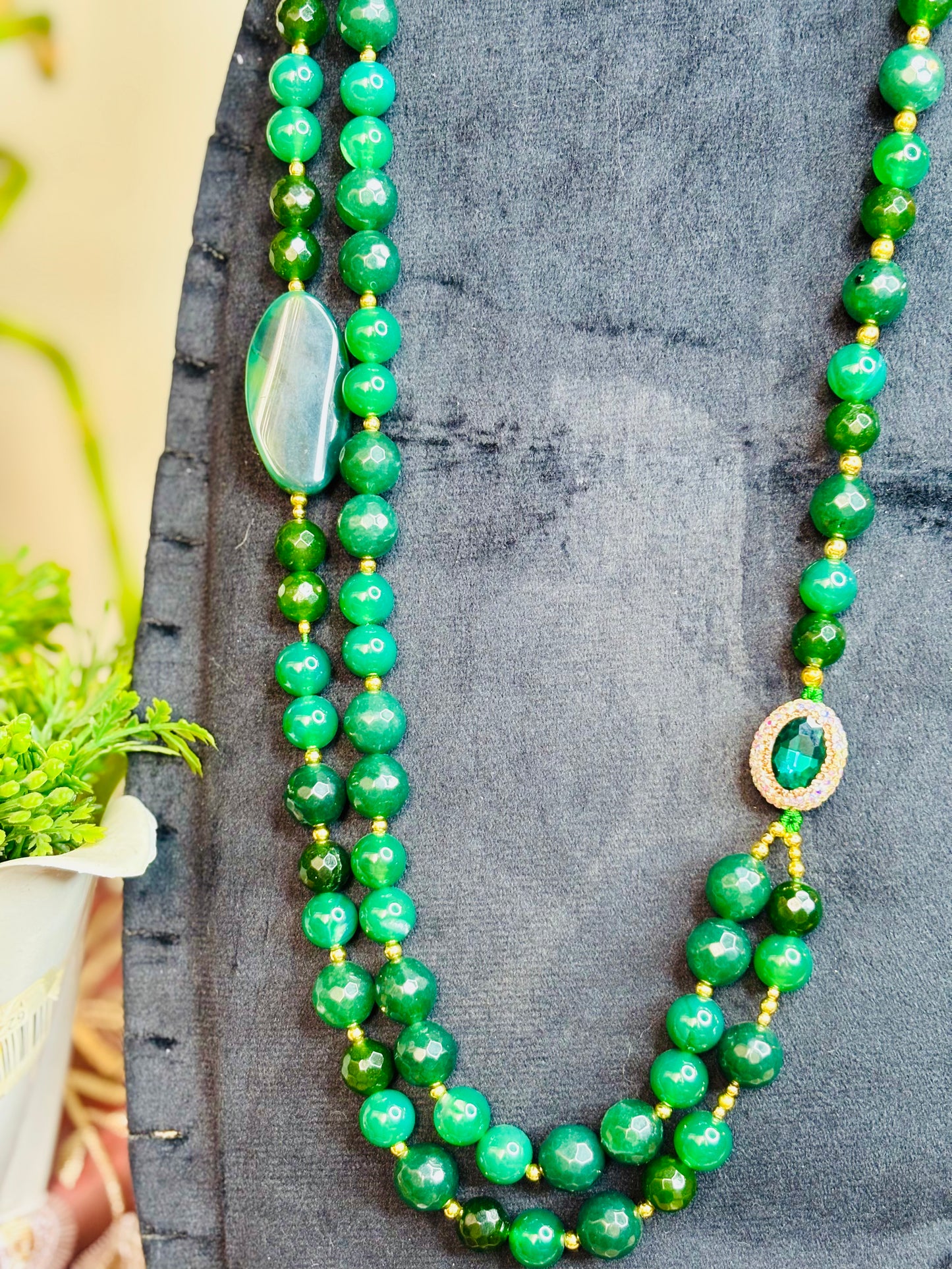 عقد العقيق الاخضر (Green Agate)