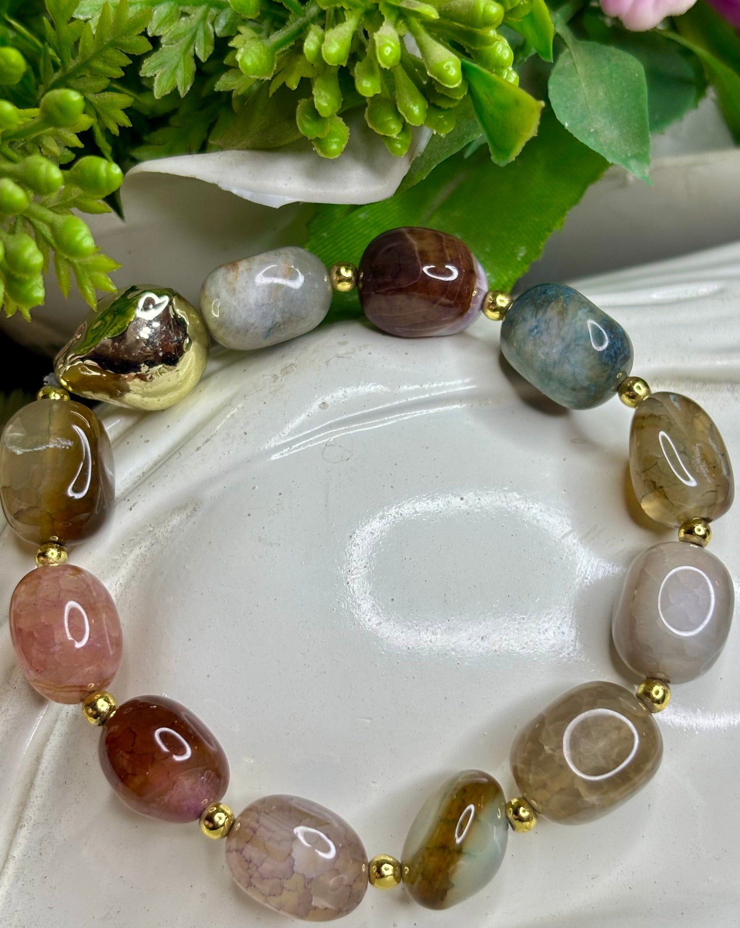 Cherry Glow Bracelet – Natural Cherry Quartz with Gold Accent