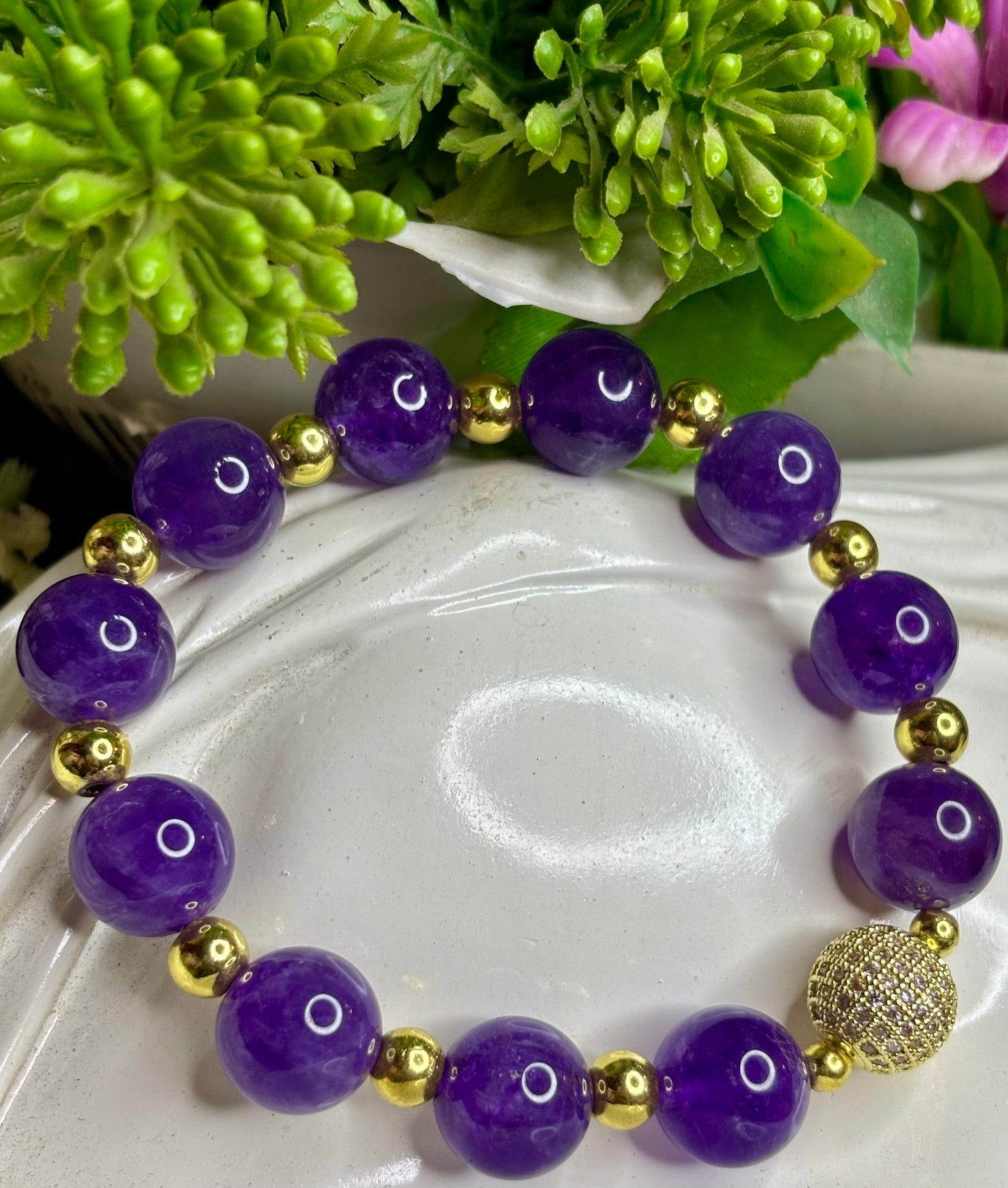 Royal Amethyst Bracelet – Natural Amethyst with Gold Accent