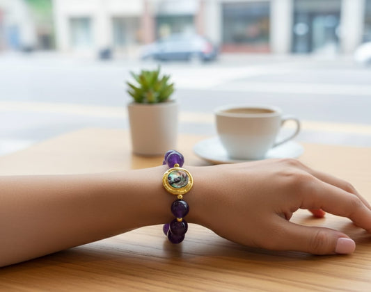 Amethyst & Abalone Harmony Bracelet ✨
