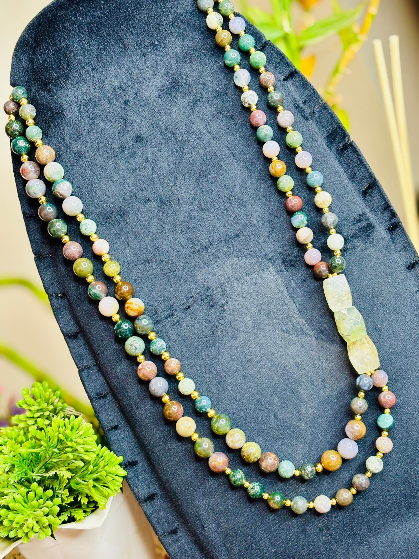 عقد Moss Agate | حجر البدايات الجديدة والوفرة