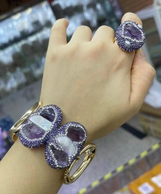 Amethyst × Baroque Pearl Set – Royal Elegance